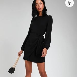 Believe it or Knot Black Long Sleeve Skater Dress